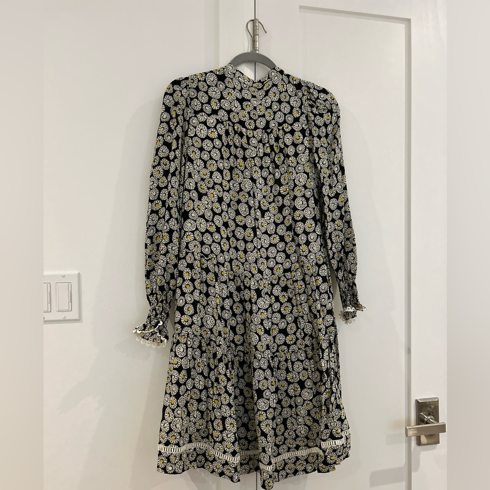 ME+EM Black Floral Midi Dress with White and Yellow Print